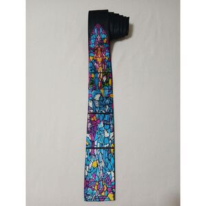 CAPACCI Men's Multicolor Square End Neck Tie / Stainglass Window Themed 55" Long